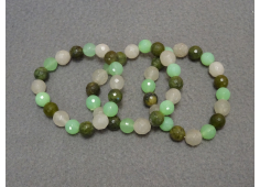 Groene agaat - witte agaat - jade (facet) 10 mm