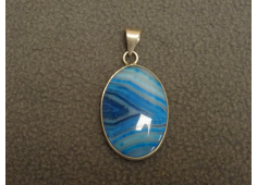 Blauwe Agaat met zilver ovaal