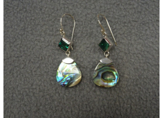 Paua Opaal en Smaragd oorbellen in zilver