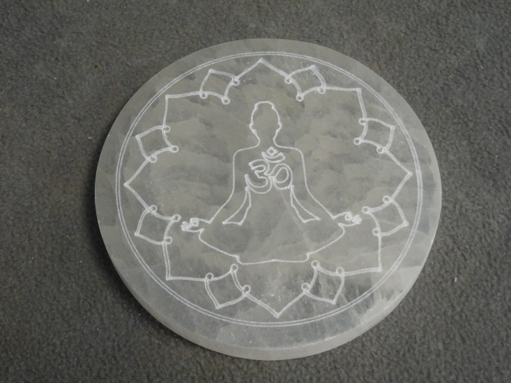 Seleniet plaat rond meditatie lotus 13,5 cm