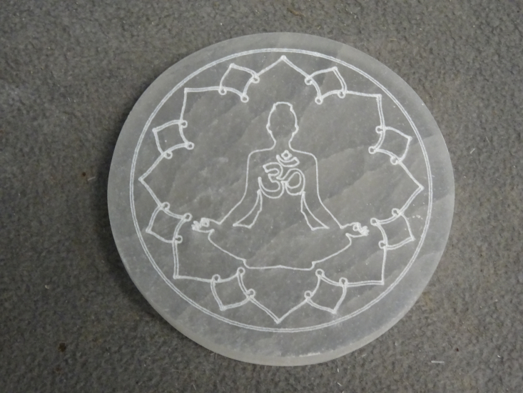 Seleniet plaat rond meditatie lotus 10 cm