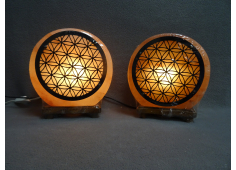 Zoutlamp met flower of life plexiglas