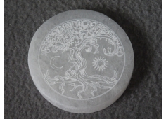 Seleniet schijf levensboom zon/maan 7.5 cm