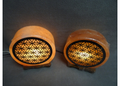 Zoutlamp met flower of life plexiglas